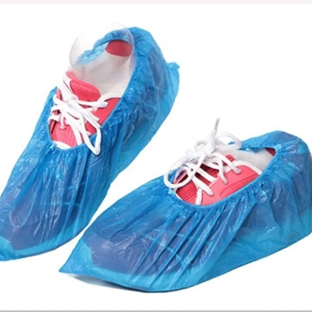 100Pcs Plastic Waterproof Disposable Shoe Covers