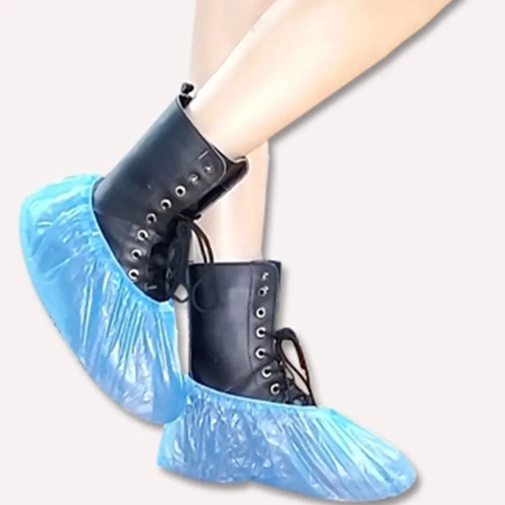 100Pcs Plastic Waterproof Disposable Shoe Covers