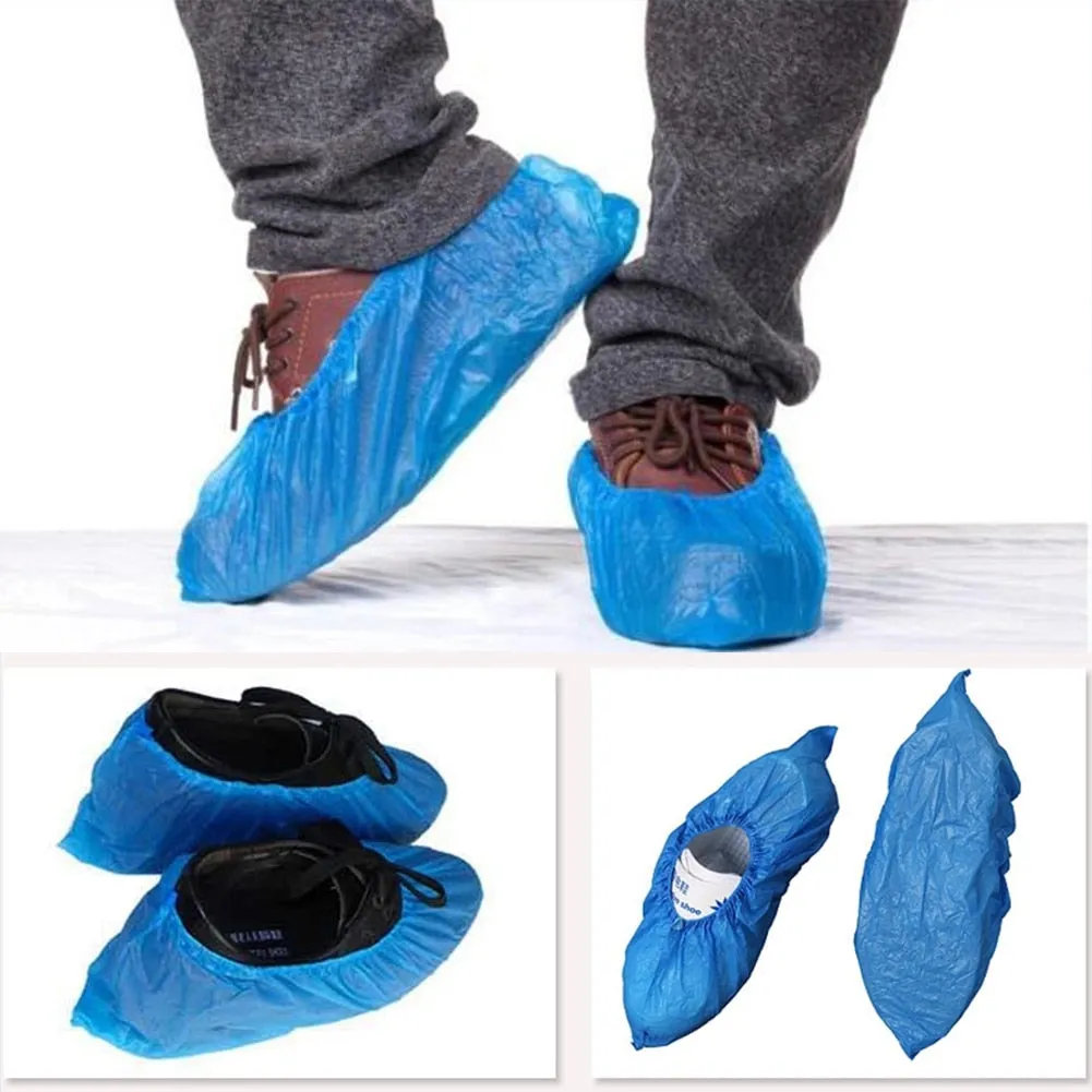 100Pcs Plastic Waterproof Disposable Shoe Covers