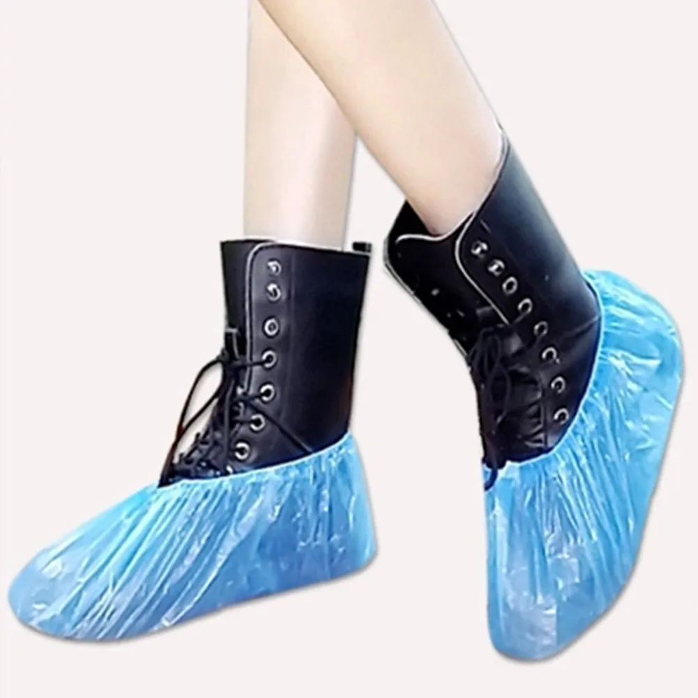 100Pcs Plastic Waterproof Disposable Shoe Covers