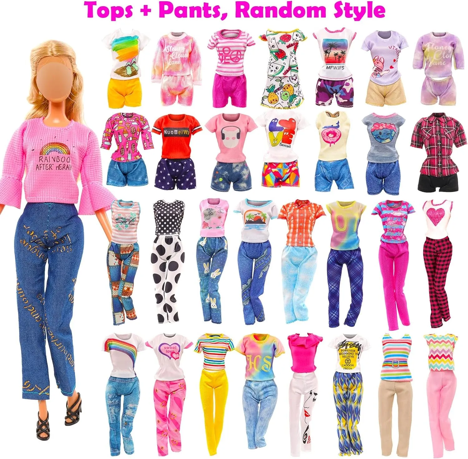 57 Pack Doll Clothes and Accessories 5 Fashion Dresses 4 Tops 4 Pants Outfits 3 Wedding Gown Dresses 3 Swimsuits Bikini 5 Mini Dresses, 10 Hangers 15 Shoes Computer Cosmetic for 11.5 Inch Doll