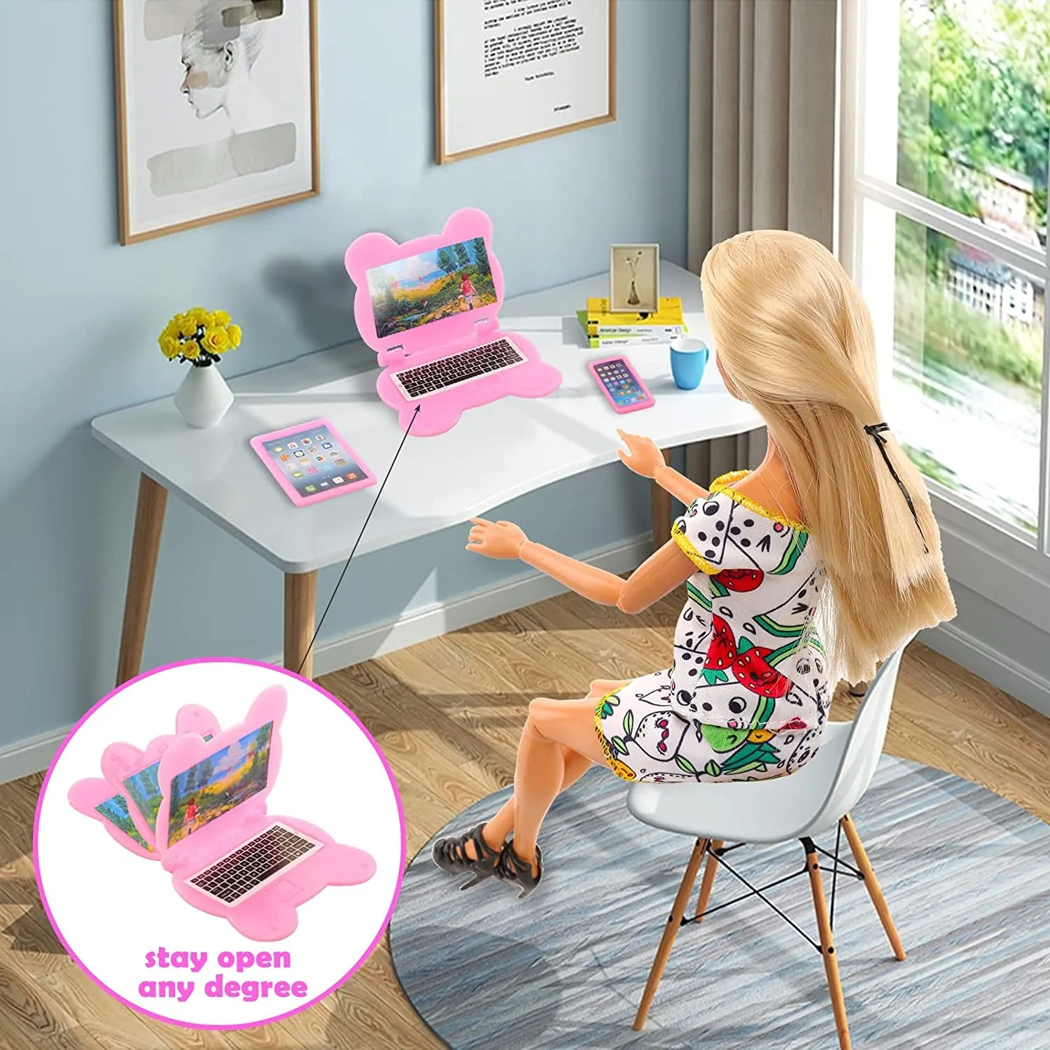 57 Pack Doll Clothes and Accessories 5 Fashion Dresses 4 Tops 4 Pants Outfits 3 Wedding Gown Dresses 3 Swimsuits Bikini 5 Mini Dresses, 10 Hangers 15 Shoes Computer Cosmetic for 11.5 Inch Doll