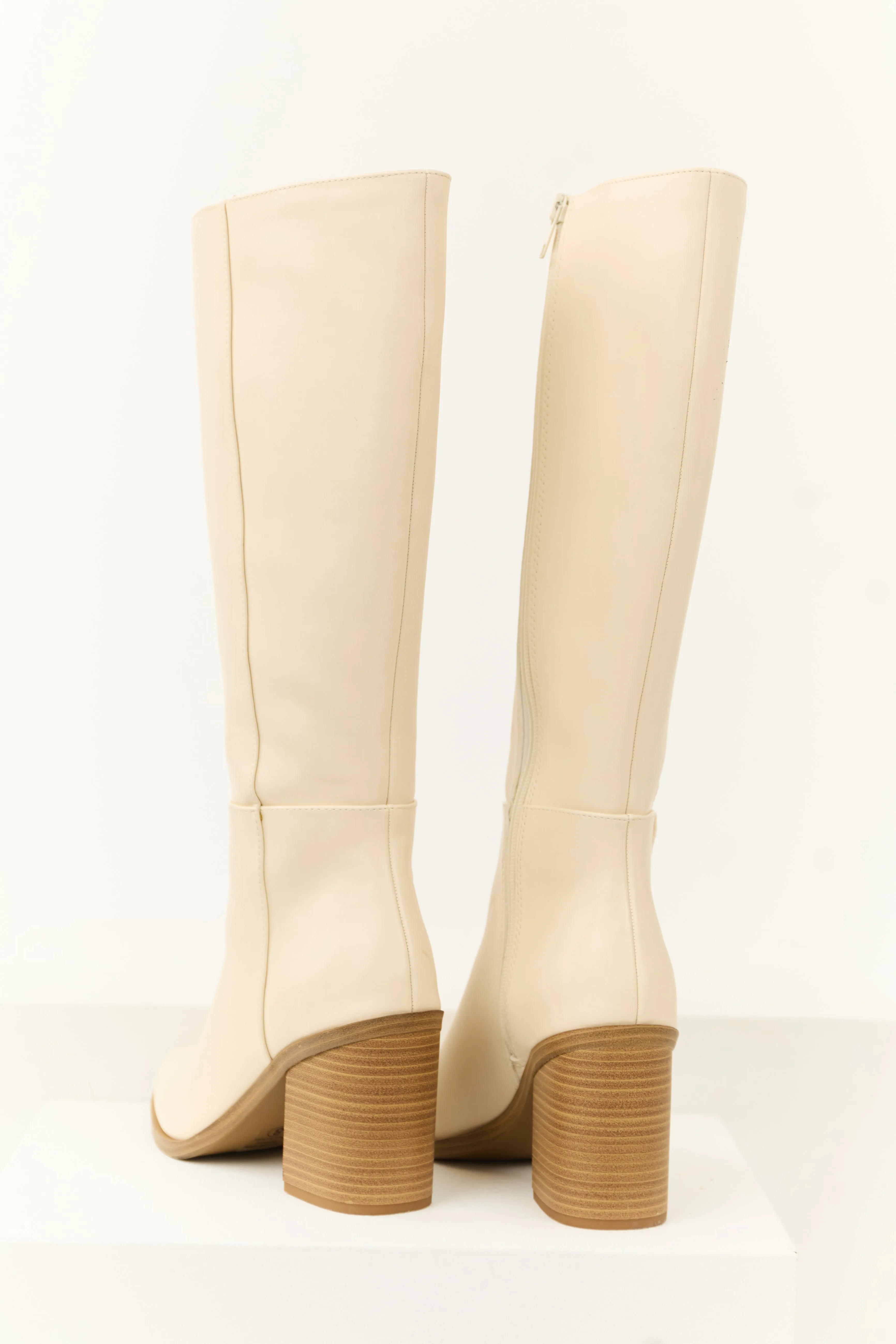 Almond Faux Leather Pointed Toe Boots