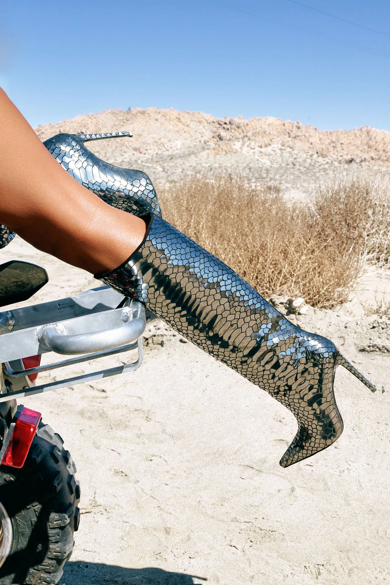 Amira Snakeskin Boots - Gunmetal