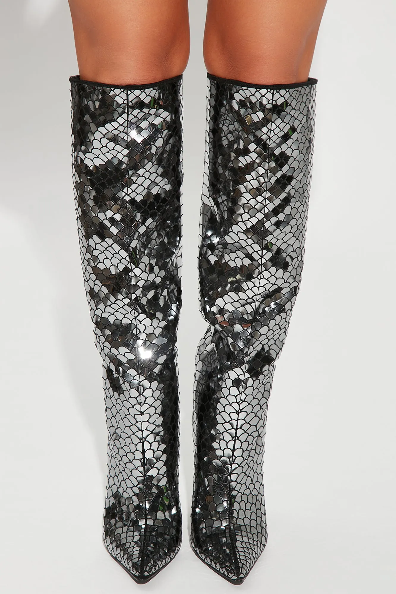 Amira Snakeskin Boots - Gunmetal