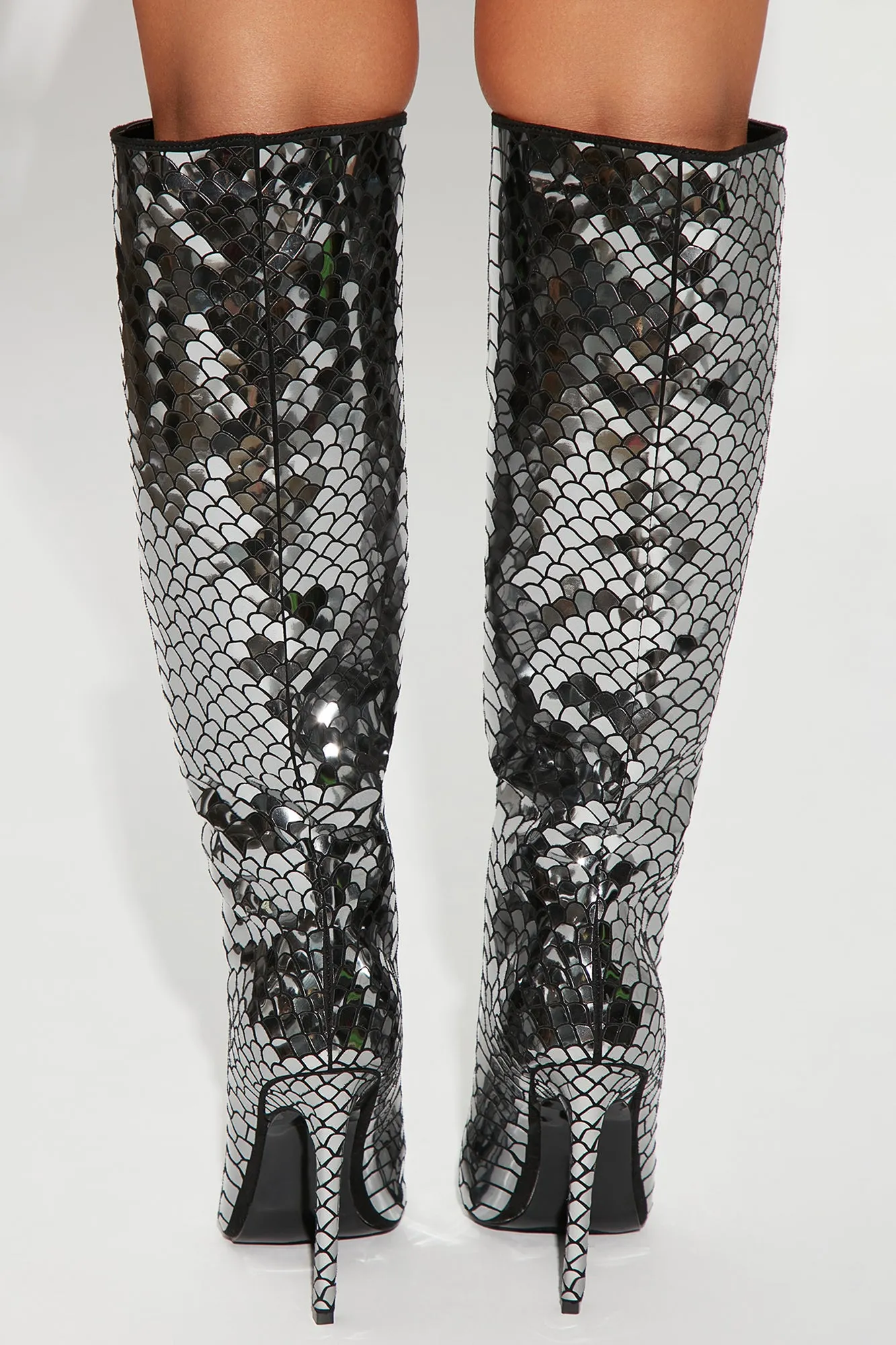 Amira Snakeskin Boots - Gunmetal