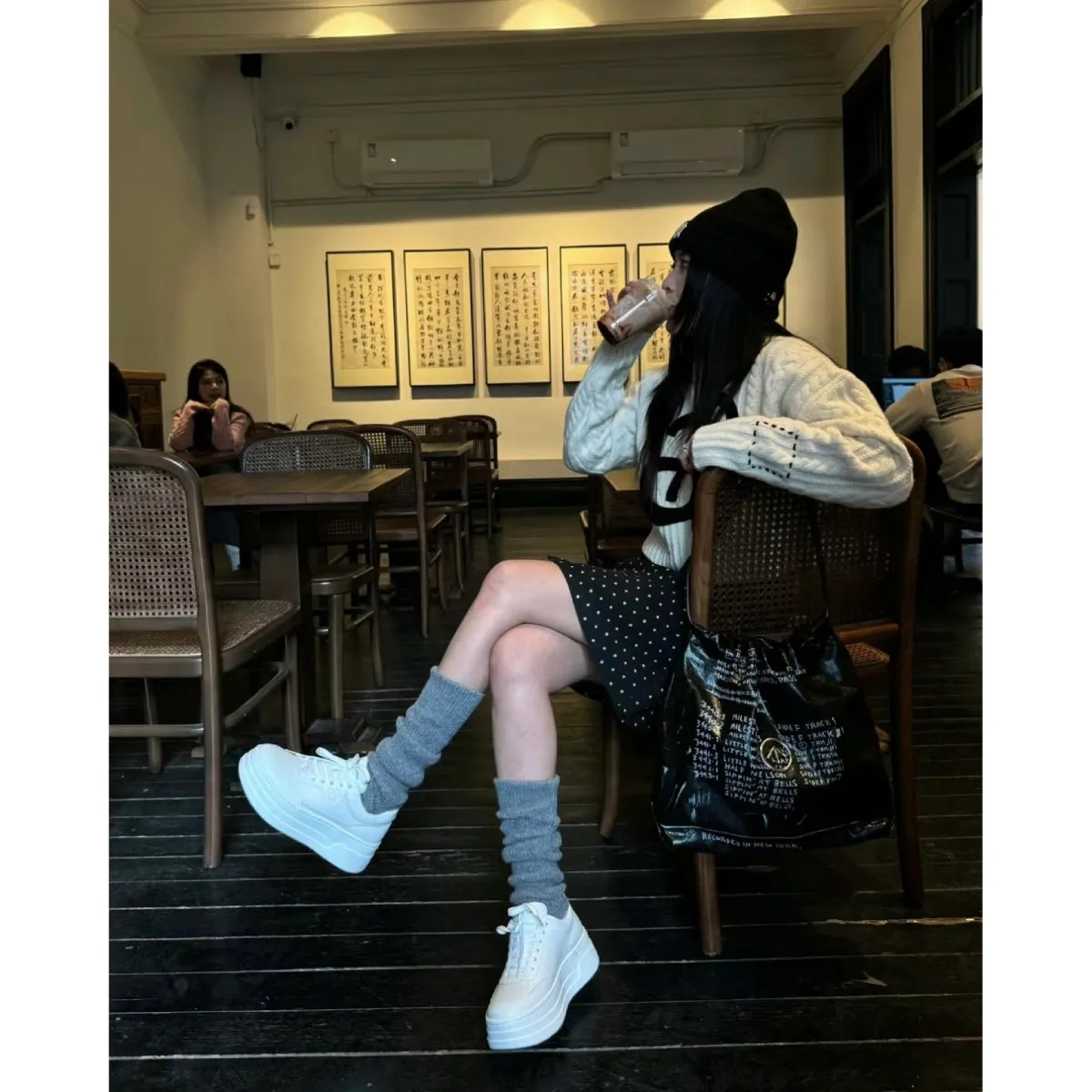 Ann Andelman Logo Heel Platform Sneaker All White