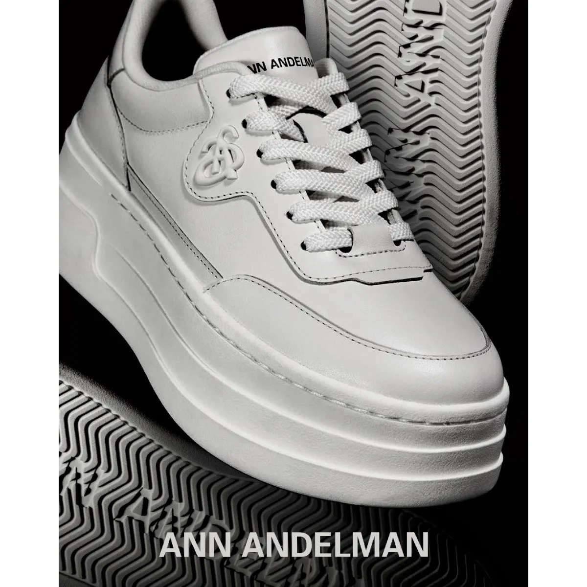 Ann Andelman Logo Heel Platform Sneaker All White
