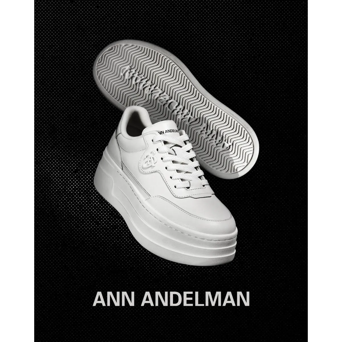 Ann Andelman Logo Heel Platform Sneaker All White