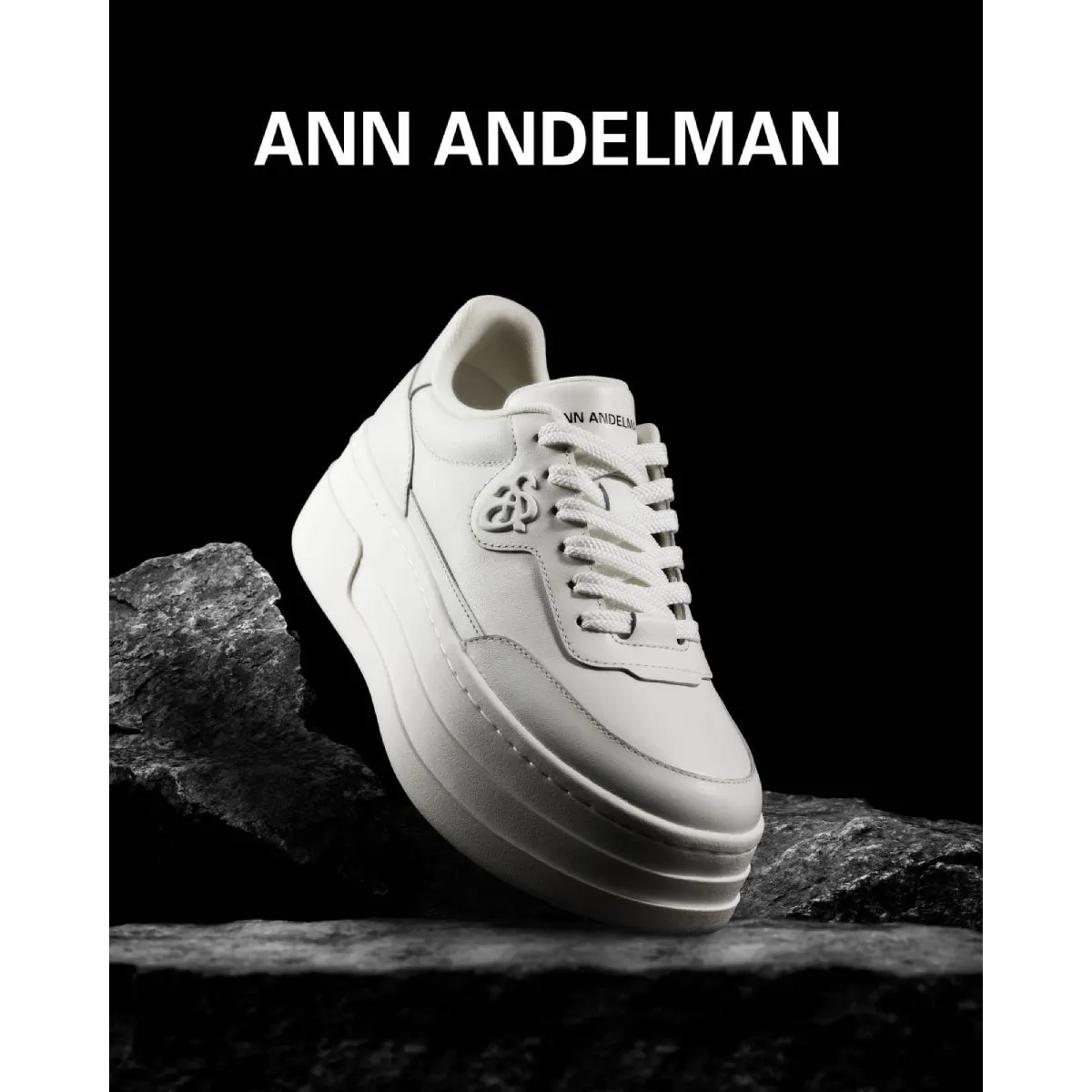 Ann Andelman Logo Heel Platform Sneaker All White