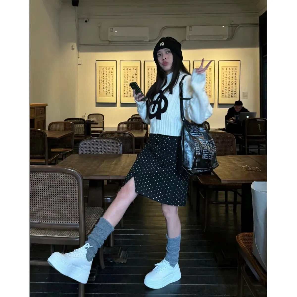 Ann Andelman Logo Heel Platform Sneaker All White