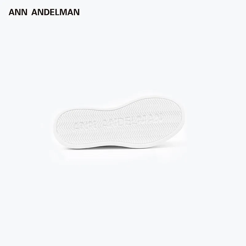 Ann Andelman Logo Heel Platform Sneaker All White