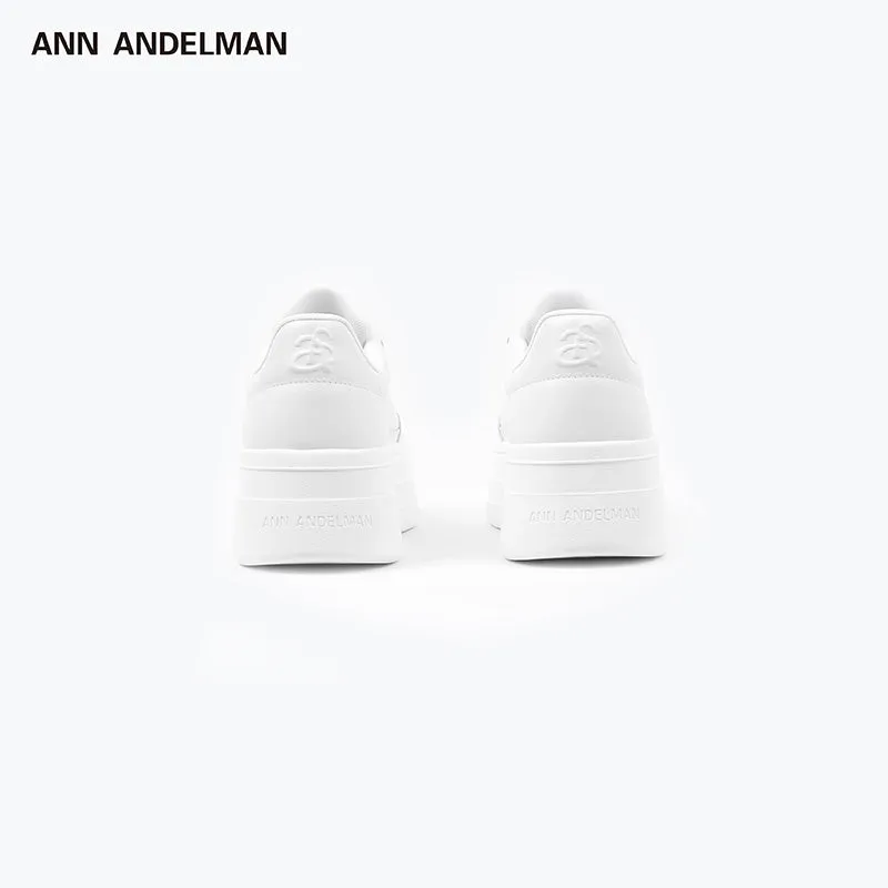Ann Andelman Logo Heel Platform Sneaker All White