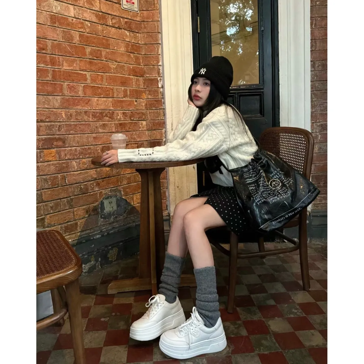 Ann Andelman Logo Heel Platform Sneaker All White