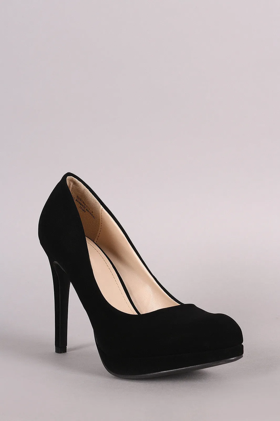 Anne Michelle Nubuck Almond Toe Pump