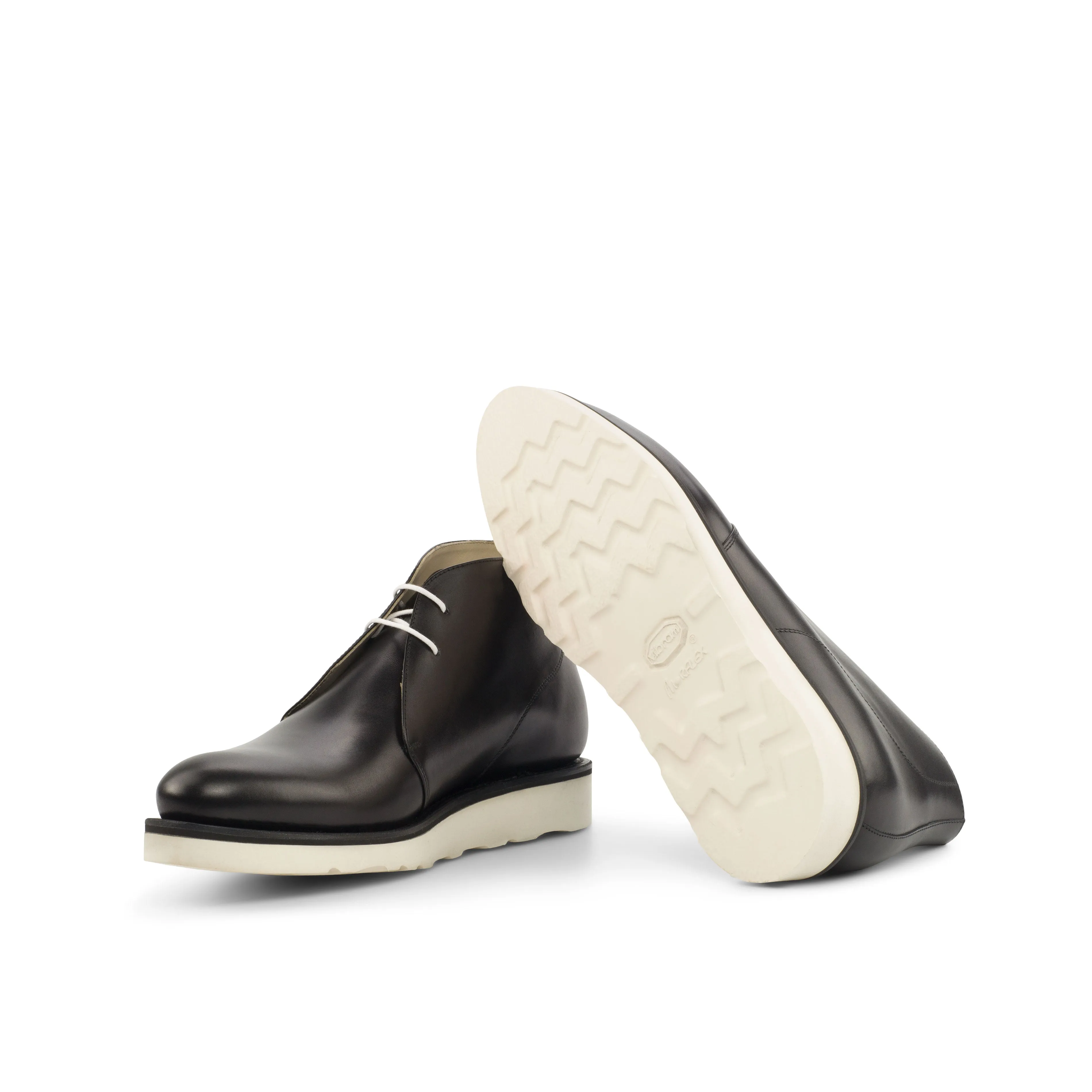 Black Calf Leather Chukka Boots