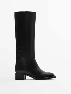 Black leather boots