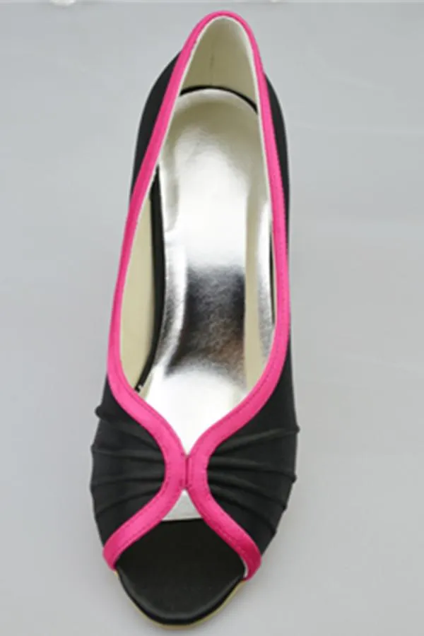 Black Simple Peep Toe Simple High Heel Prom Shoes For Women PFWS0013