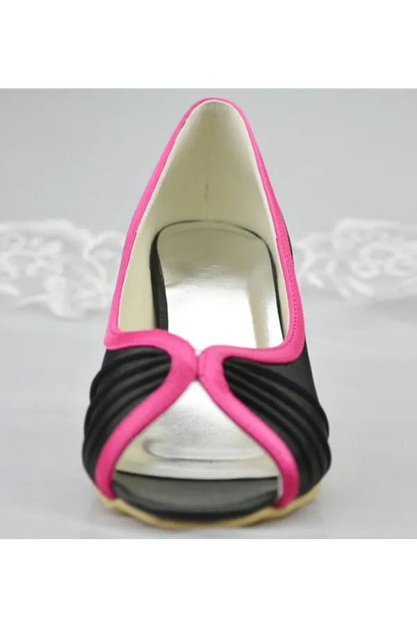 Black Simple Peep Toe Simple High Heel Prom Shoes For Women PFWS0013