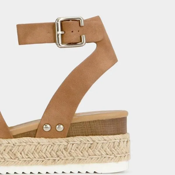 burlap espadrille platform sandals