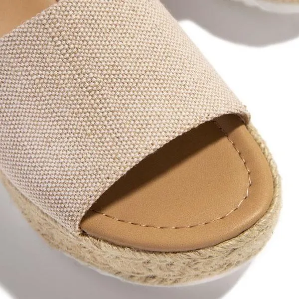 burlap espadrille platform sandals