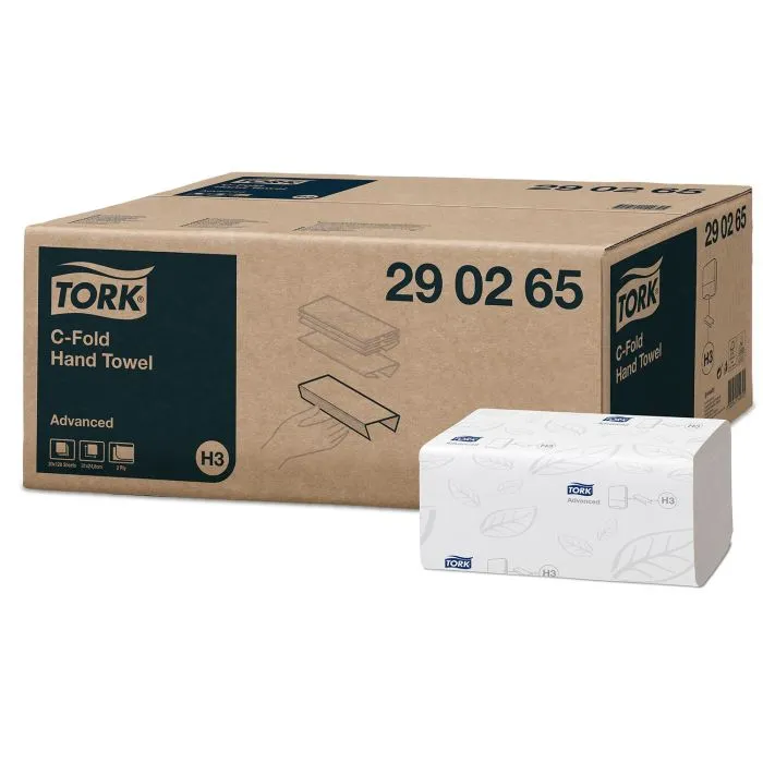 C Fold Hand Towels 2 Ply White | Tork Advanced C Fold White Hand Towels - 2560 Sheets (20 x 128)