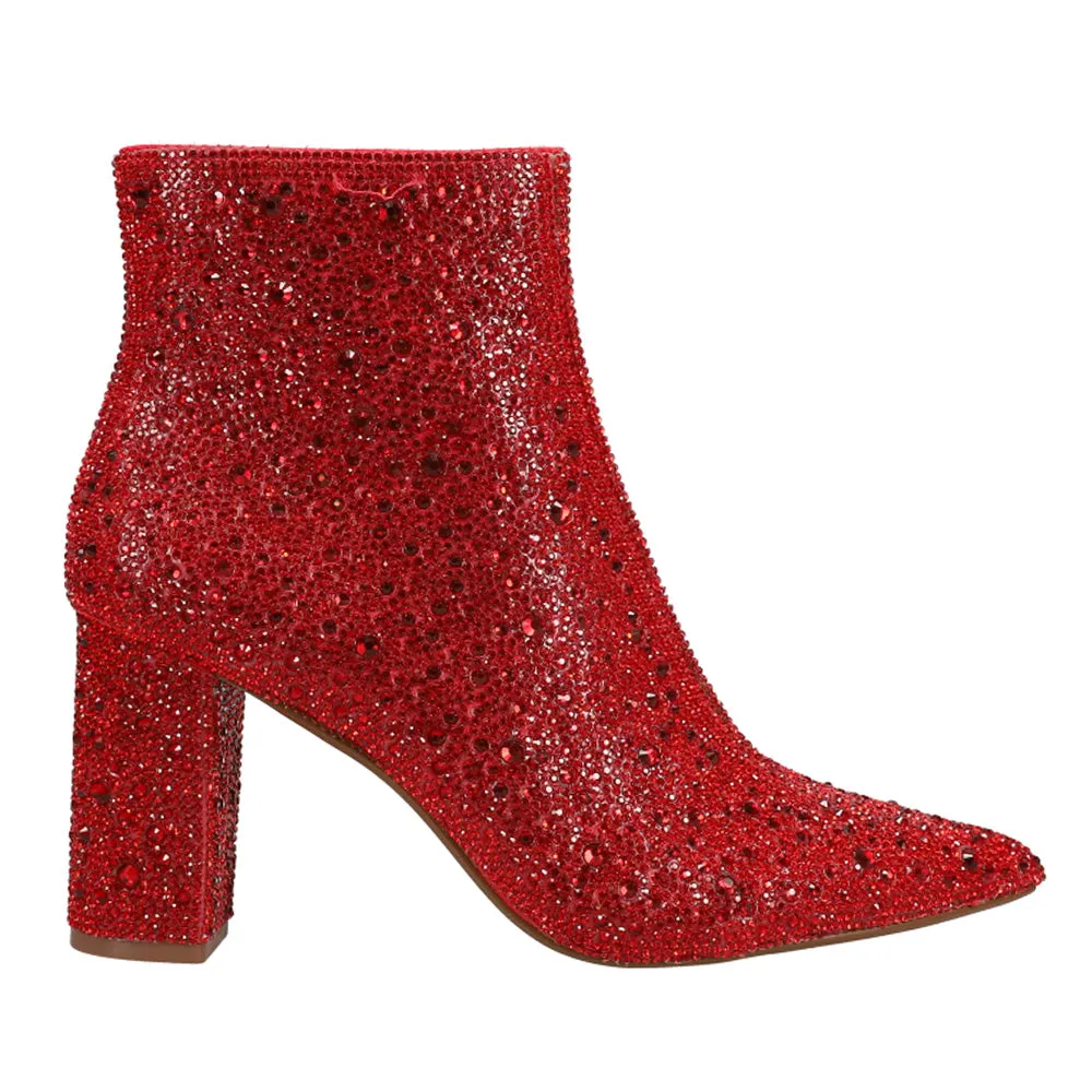 Cady Rhinestone Zippered Booties