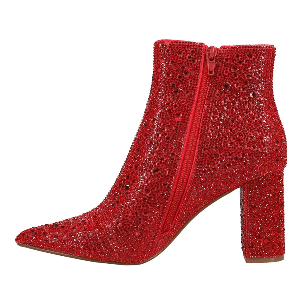 Cady Rhinestone Zippered Booties