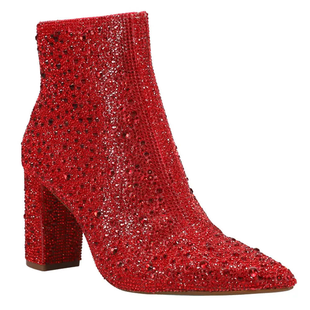 Cady Rhinestone Zippered Booties