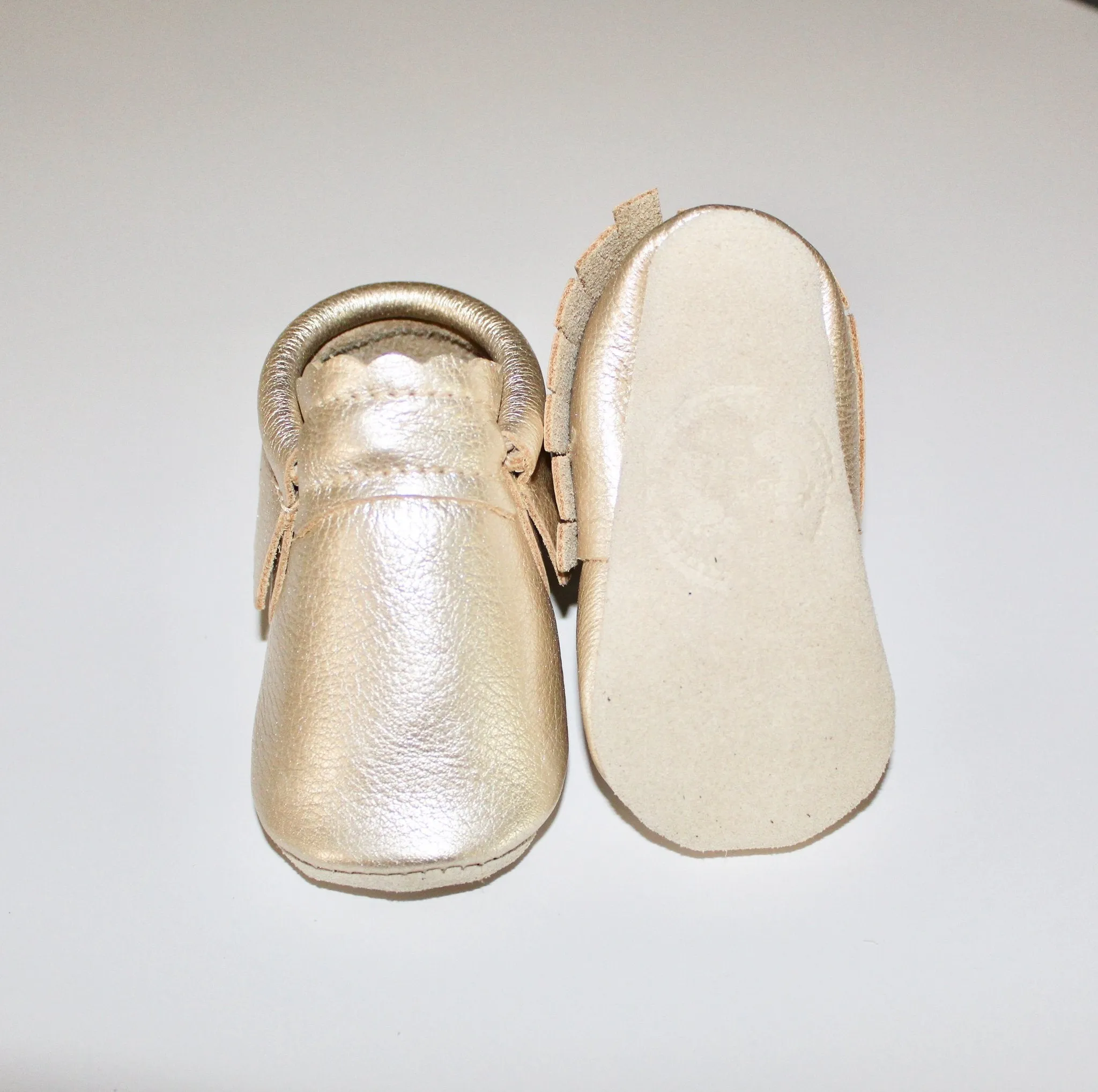 Champagne Metallic Moccasins