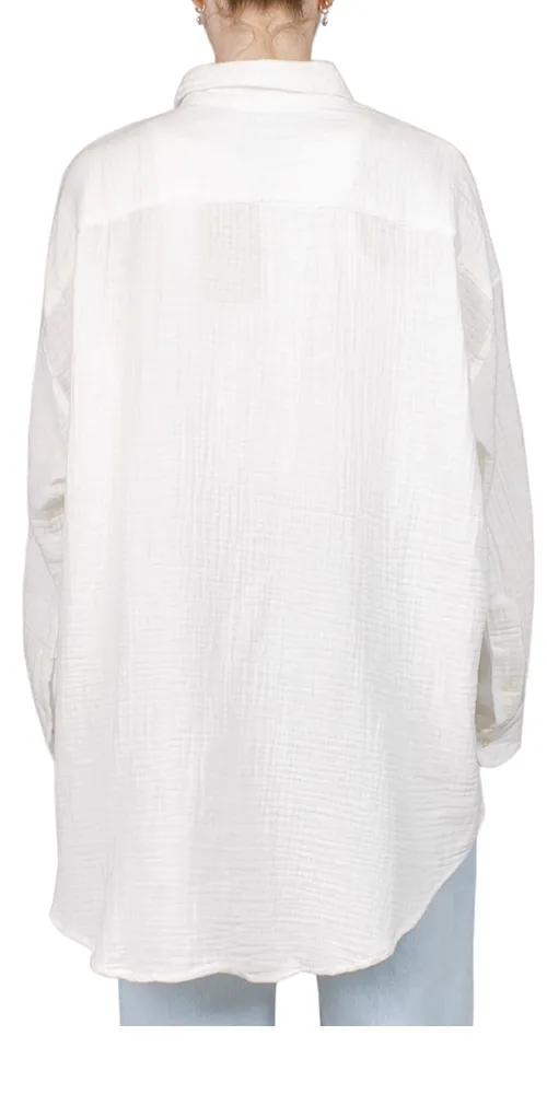 Crinkle Cotton Button Front Shirt