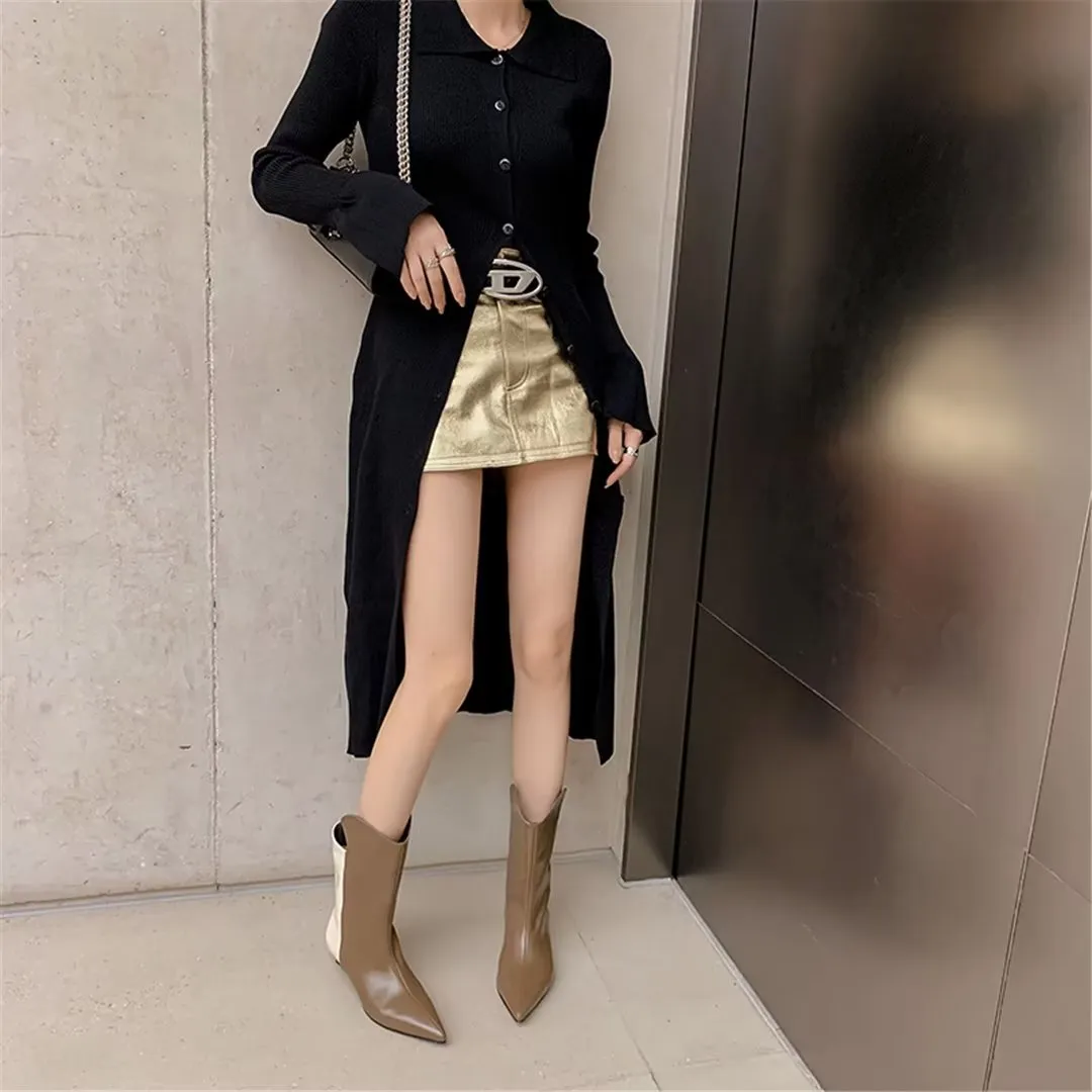 CrocChic Pointed Leather Winter Boots