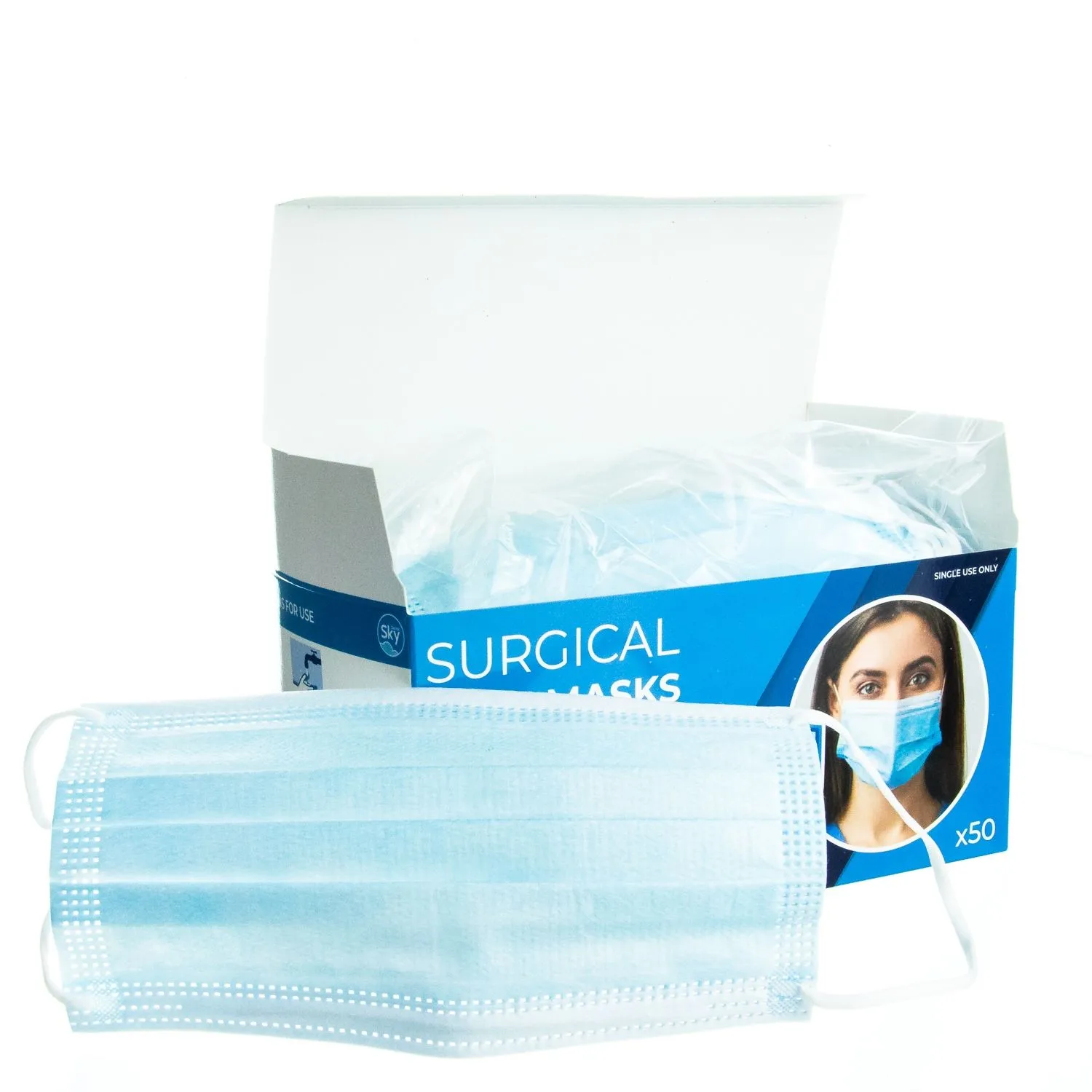 Face Mask Earloop Procedure Type IIR Blue 50pk | Fluid Resistant Surgical Face Masks - Type IIR Certified (50)