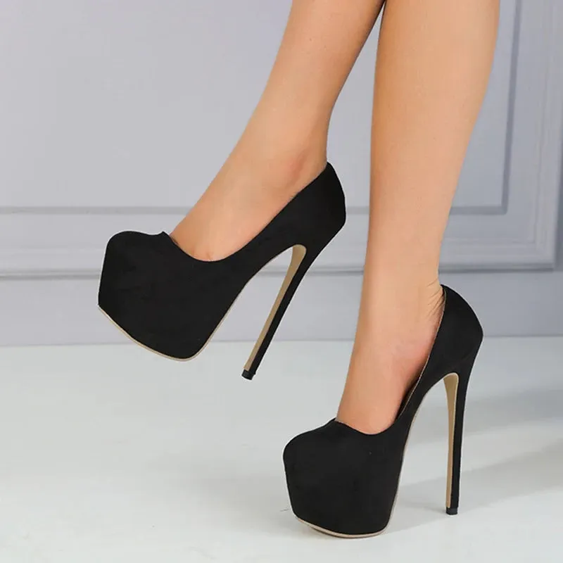Faux suede 17CM Super High Heels platform shoes