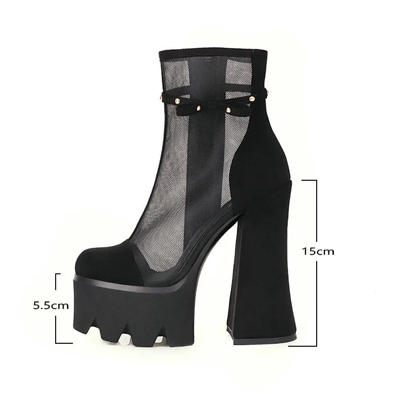 Faux Suede Platform Ankle Boots