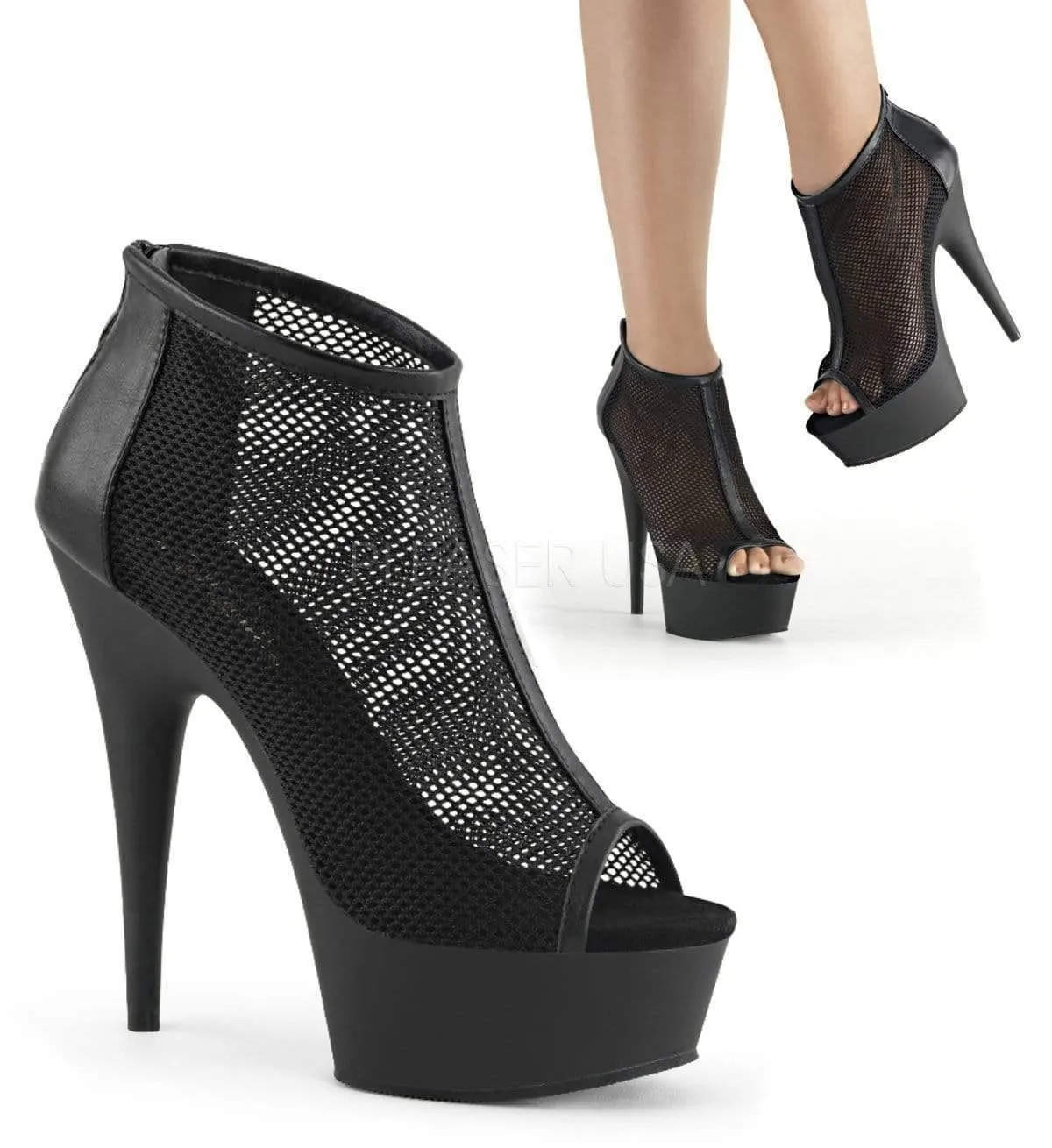 Fishnet Peeptoe Platform Shoes