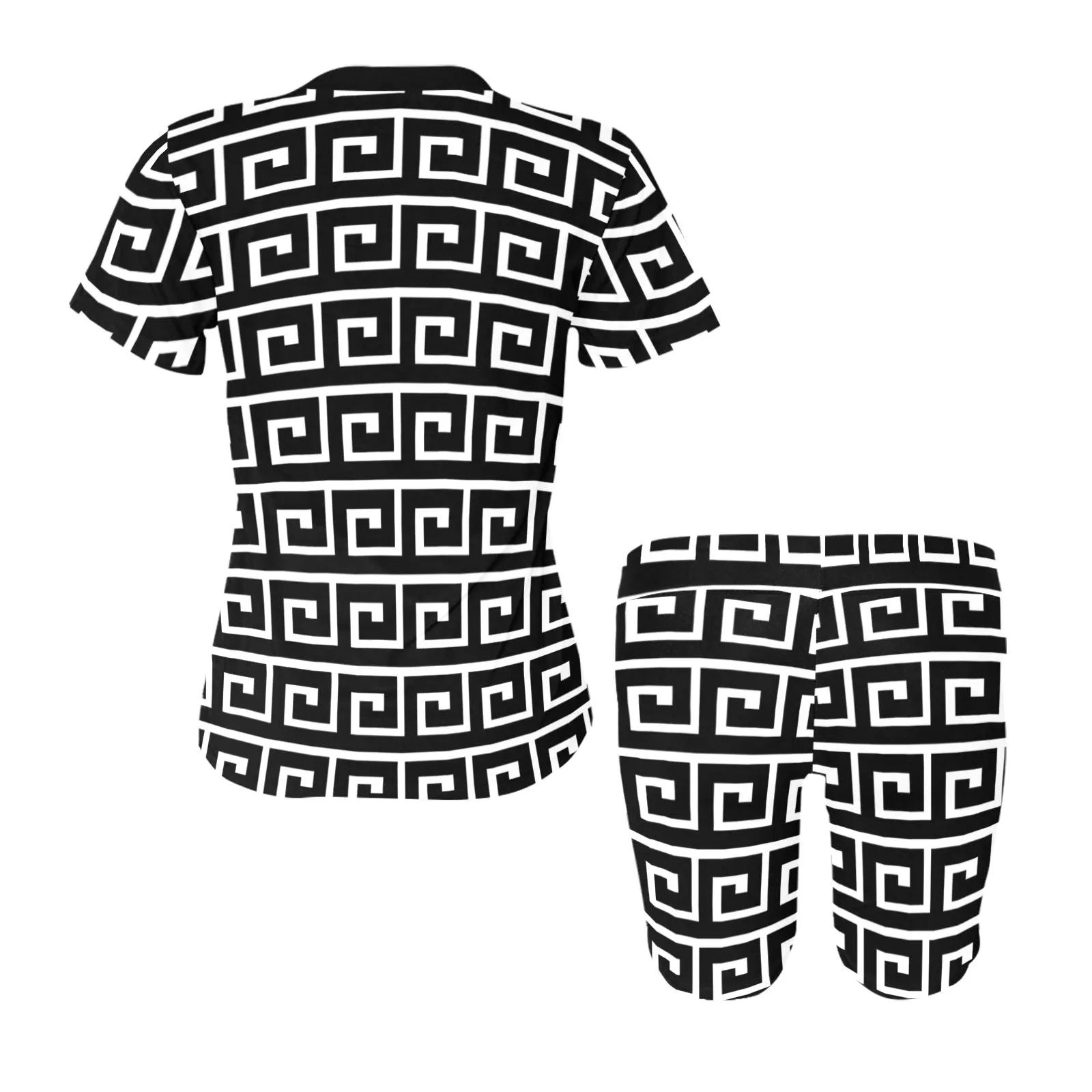 greek shoes black and white Women's Short Yoga Set