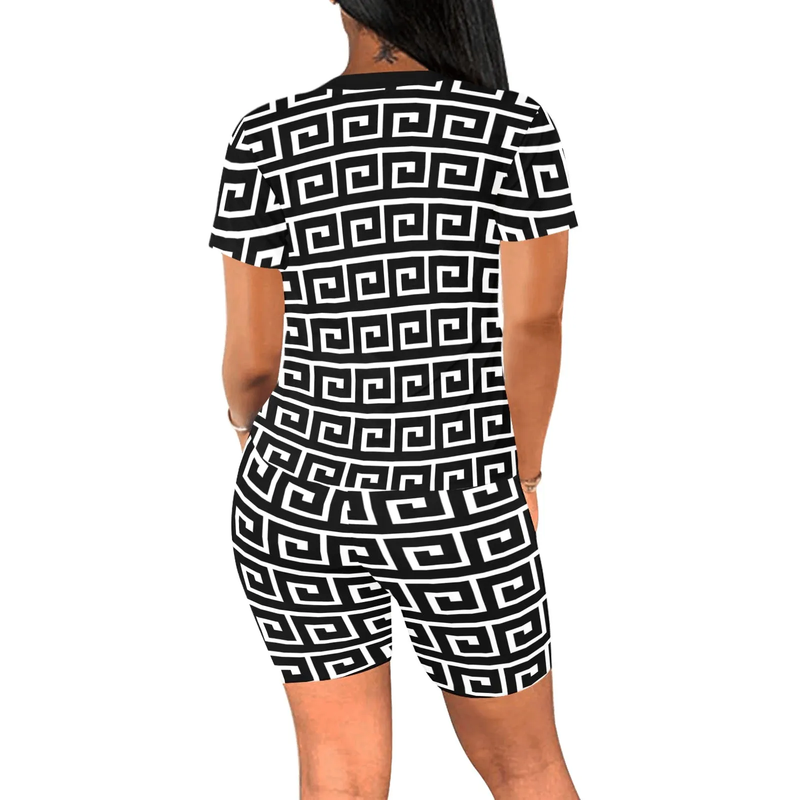 greek shoes black and white Women's Short Yoga Set