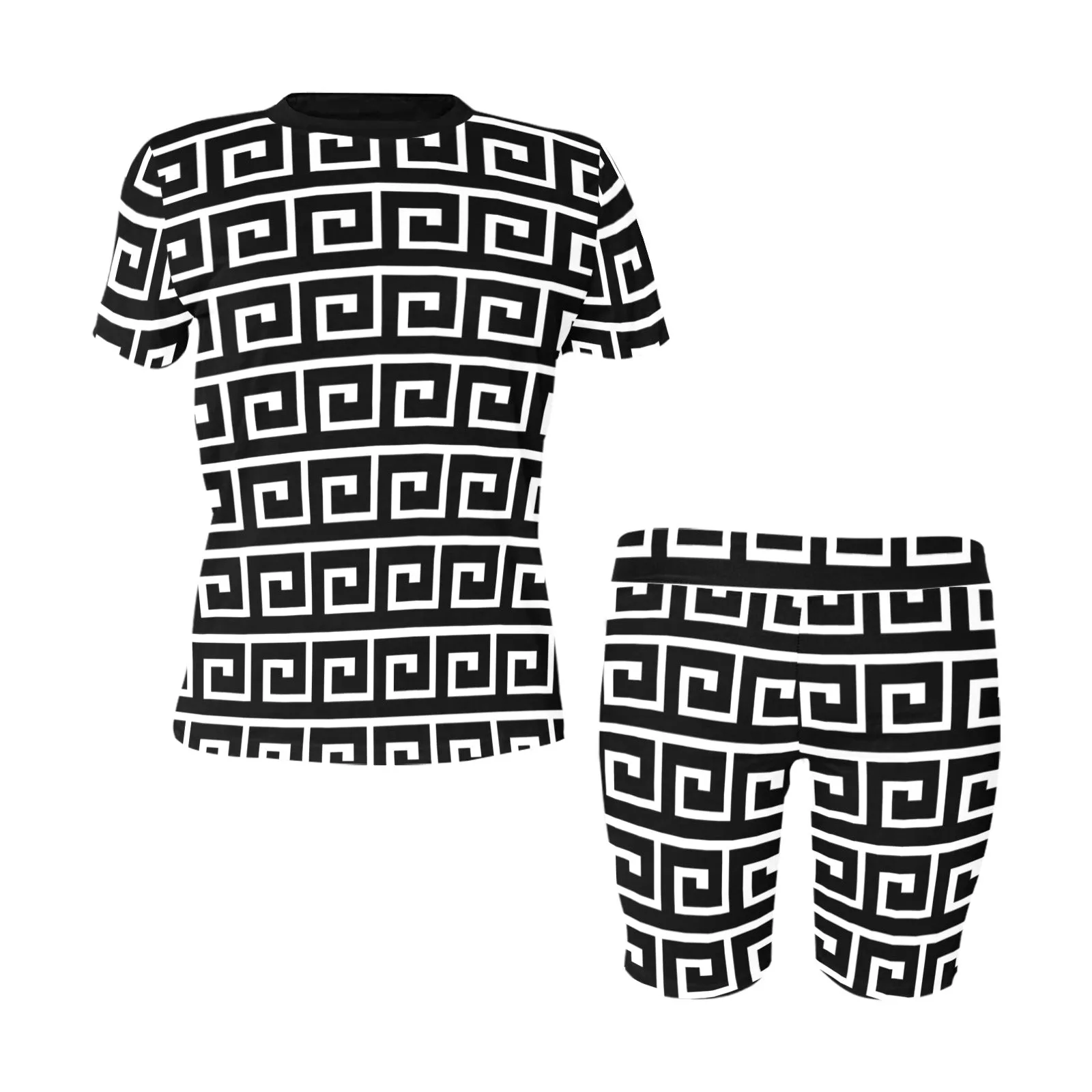 greek shoes black and white Women's Short Yoga Set