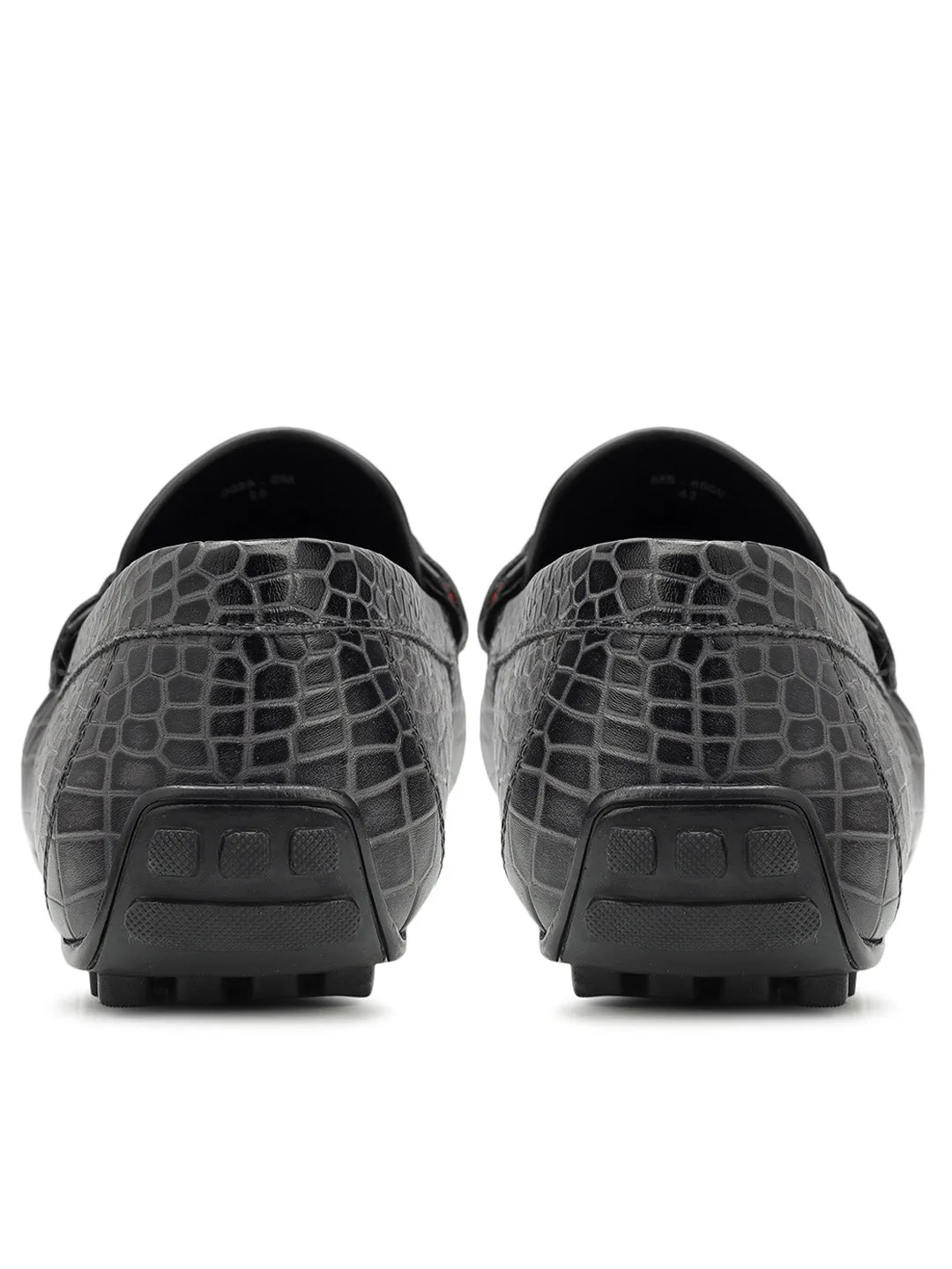 Grey Croco Textured Moccasins