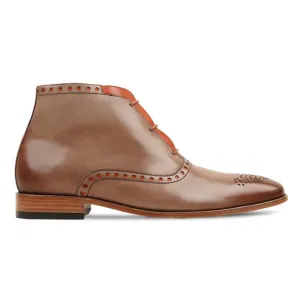 Handmade Custom Calf Leather Biege Dress Chukka Boots For Men