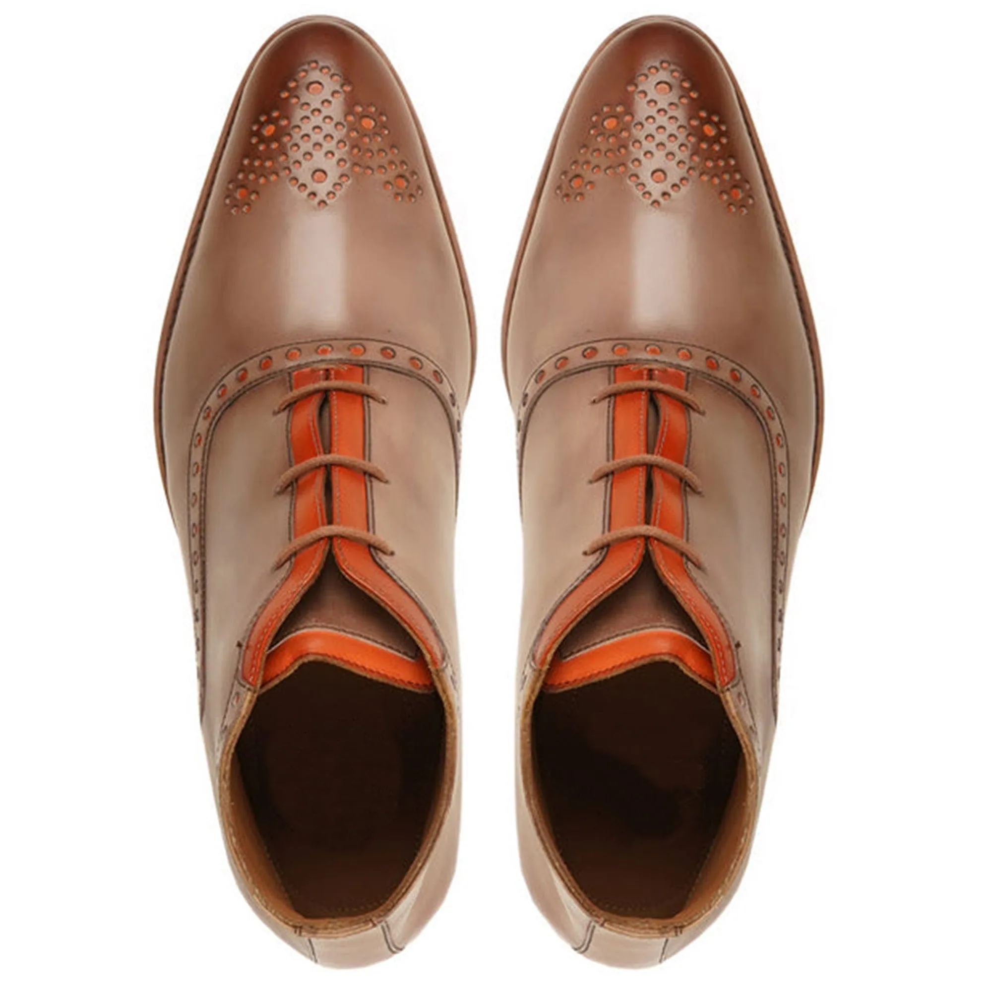 Handmade Custom Calf Leather Biege Dress Chukka Boots For Men