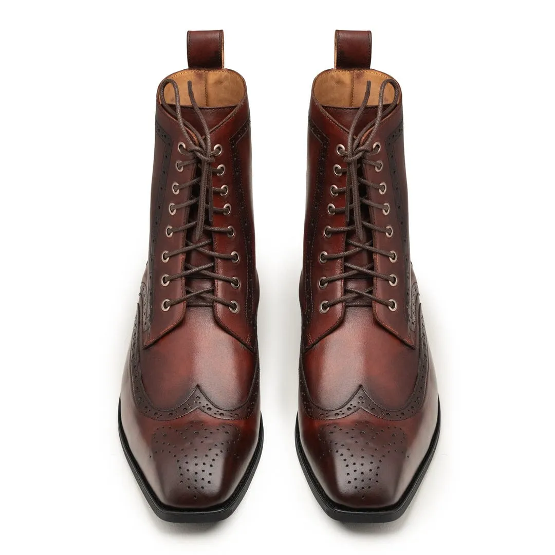 Handmade Custom Oxblood Calf Leather Boots For Men