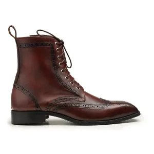 Handmade Custom Oxblood Calf Leather Boots For Men