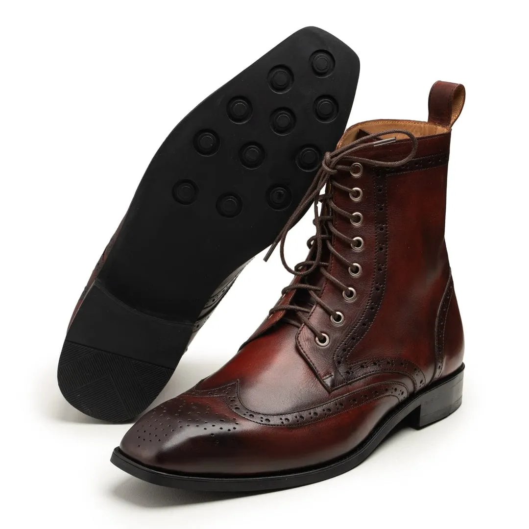 Handmade Custom Oxblood Calf Leather Boots For Men