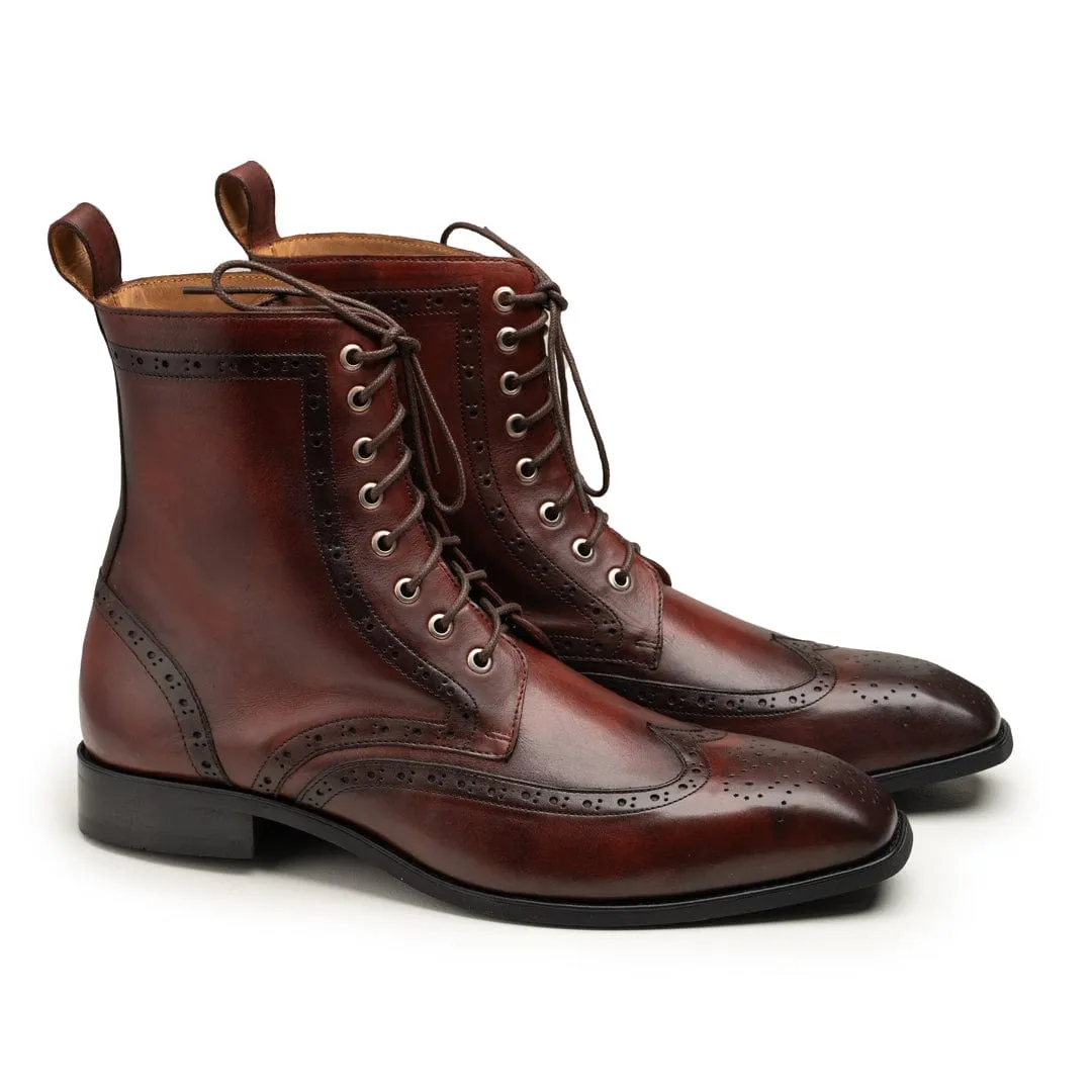 Handmade Custom Oxblood Calf Leather Boots For Men