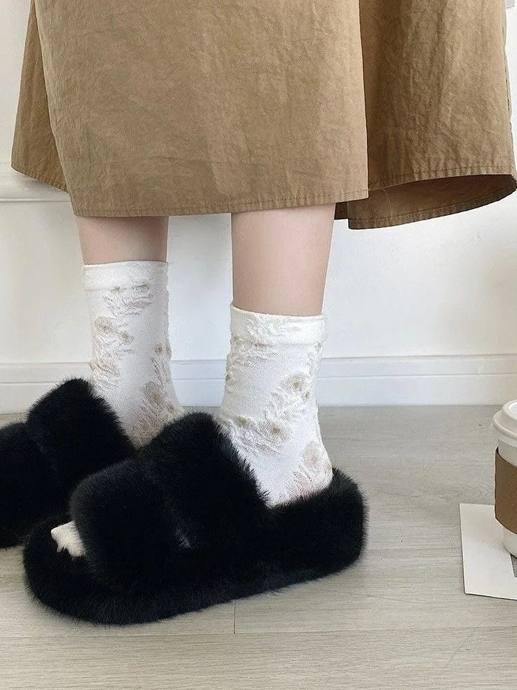 Joskaa Furry Platform Slippers