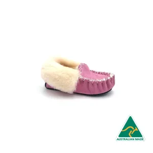 Kid's Pink & White Moccasins