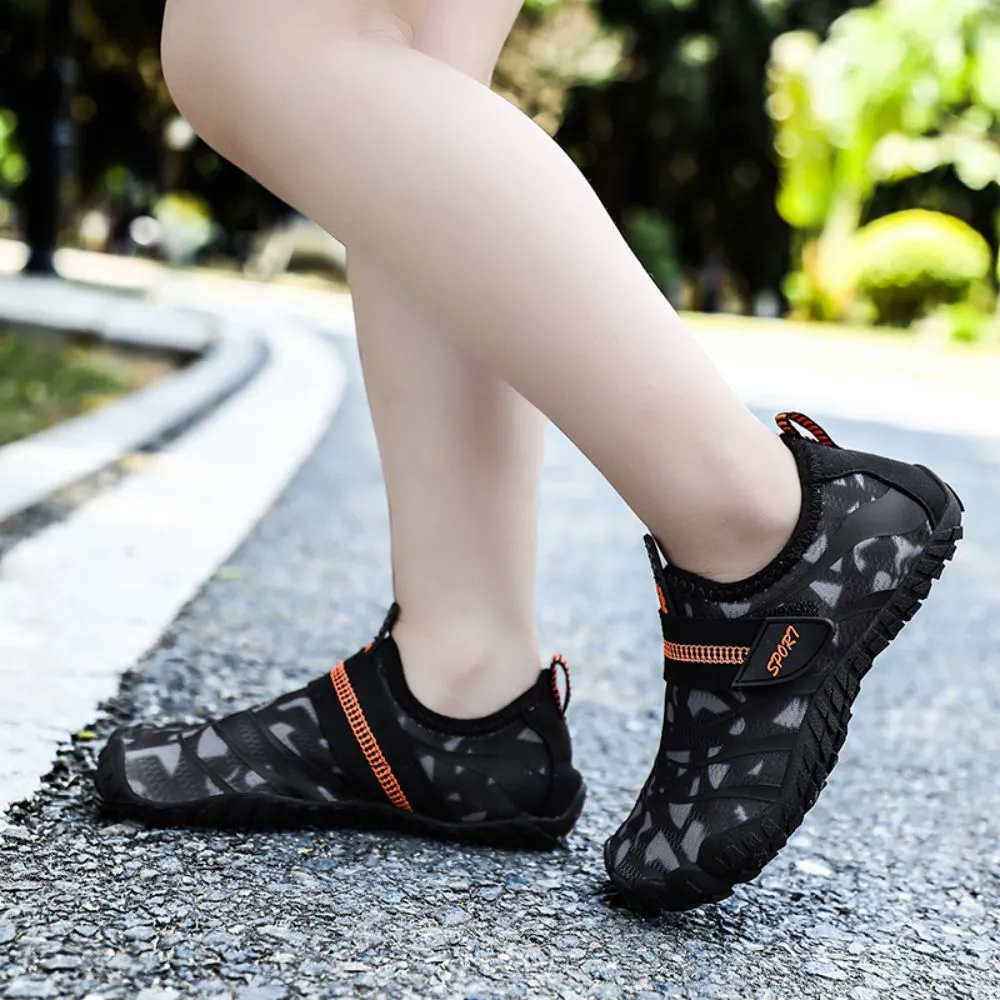 Kids Water Shoes Barefoot Quick Dry Aqua Sports Shoes Boys Girls Pattern Printed - Black Size Bigkid US2 = EU32