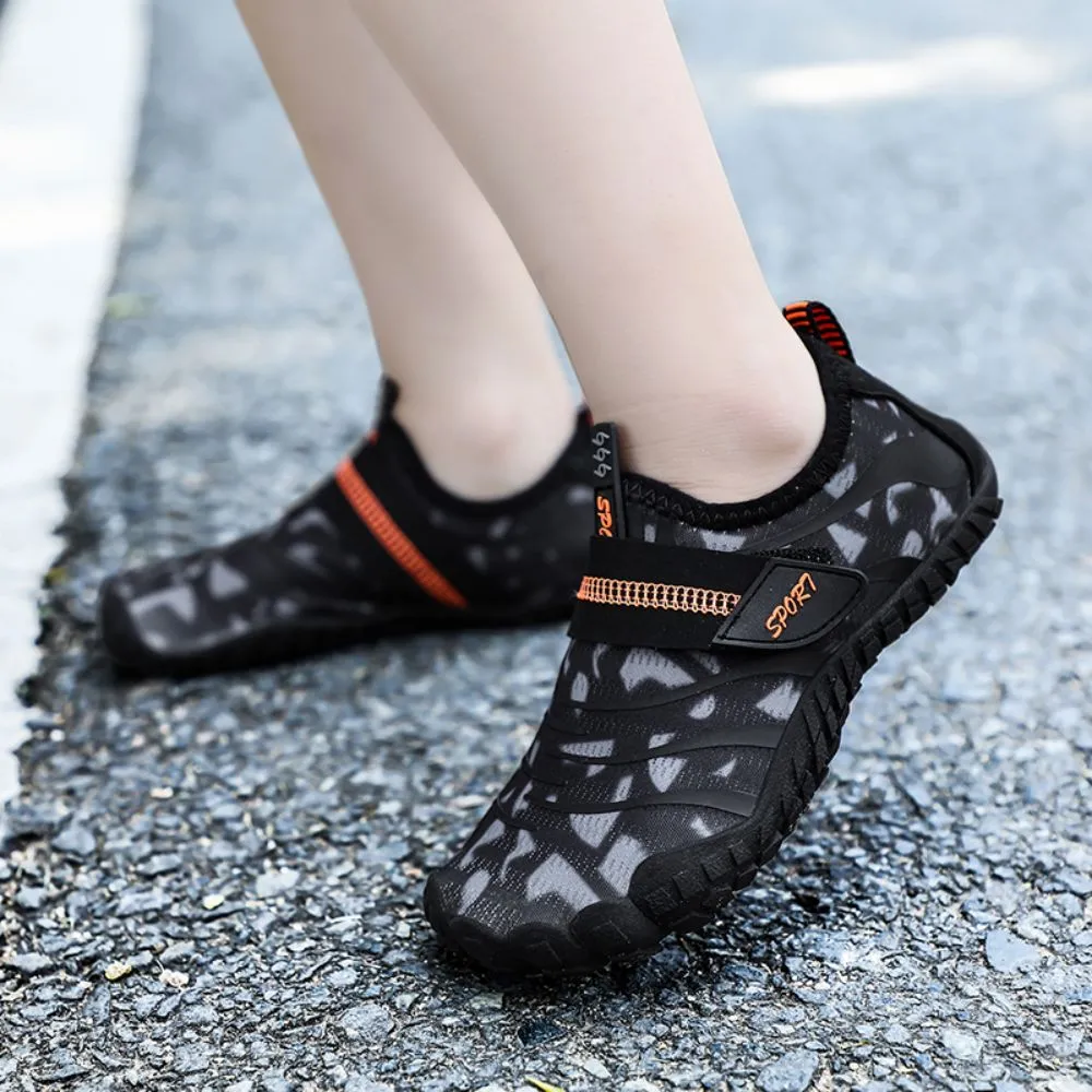 Kids Water Shoes Barefoot Quick Dry Aqua Sports Shoes Boys Girls Pattern Printed - Black Size Bigkid US2 = EU32